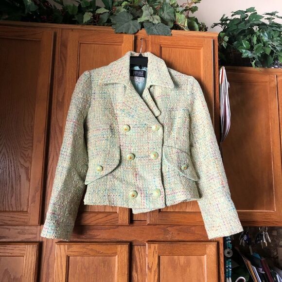 Bergdorf Goodman IMPASSE New York Double-Breasted Tweed Jacket Green - 4 - Picture 2 of 16